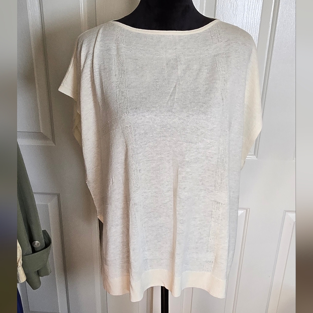 Pendleton Cream Airy Windowpane Pullover Size L - image 1